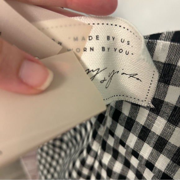 Sabo Skirt New Black Gingham Saha Gingham mini dress cotton ruffle Small Chic - Picture 4 of 10